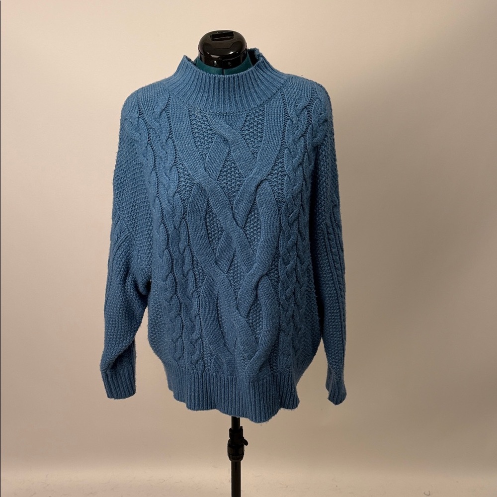 Ava & Viv Blue Cable Knit Turtleneck Sweater